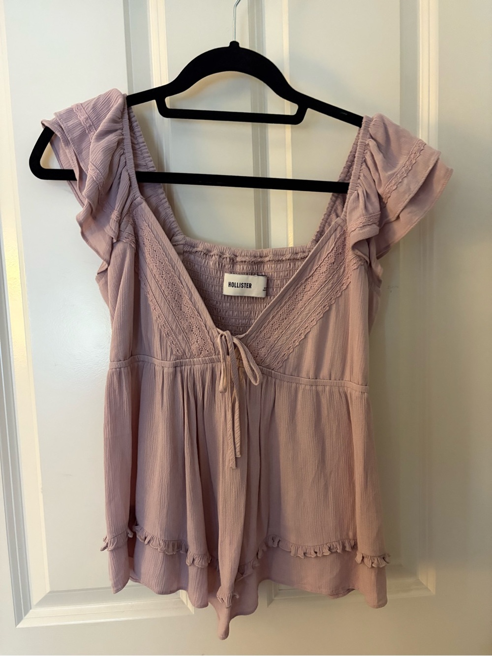 Hollister Light Lavender Ruffle Sleeve Peplum Blouse